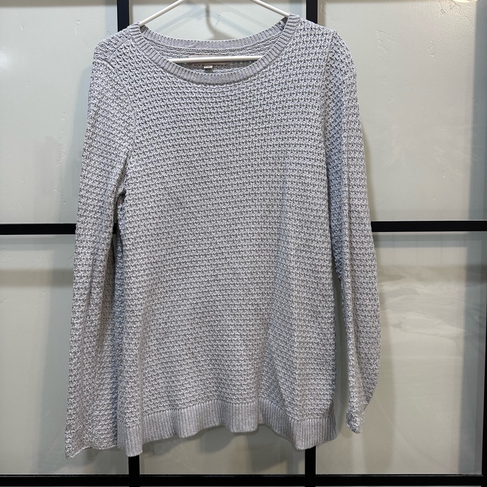 LOFT Heather Gray Textured Sweater
